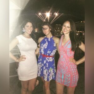 Y2K summer geo print red and baby blue color bodycon dress